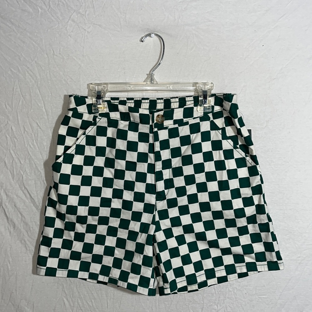 Target shorts, green and white checkered